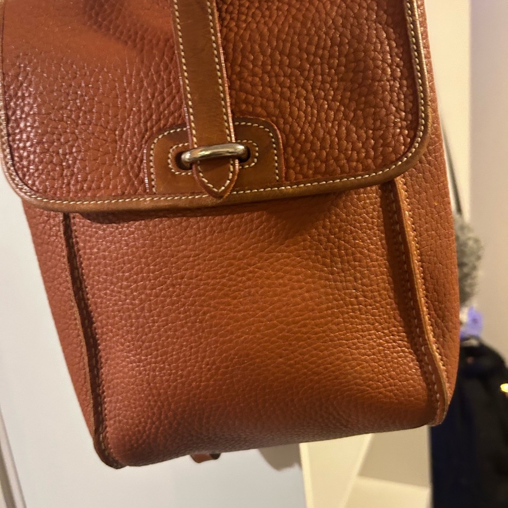 Dooney & Bourke Brown Leather Backpack with Pebbled Texture
